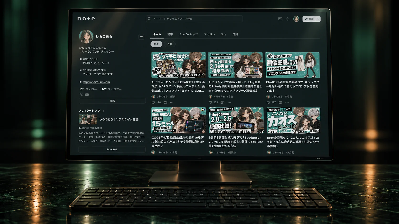 しろのあるのnote実績を表示したPR記事・note制作のイメージ